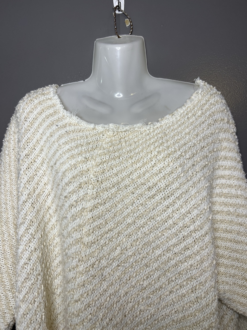 Moon & Madison Sweater Womens Small White Striped Dolman Knit Oversized Pullover